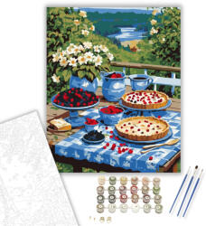  Nyári Gyümölcstorta és Erdei Bogyók - számfestő készlet - 40×50 cm (Keretre feszítve)