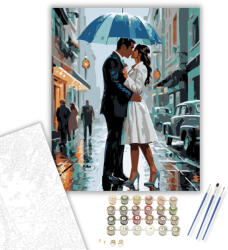 Számfestő Esküvői Csók az Esőben - számfestő készlet - 40×50 cm (Keretre feszítve) (crea6376-40X50-KF)