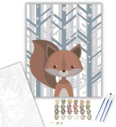  Róka a fák között - számfestő készlet - 40×50 cm (Keretre feszítve)