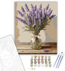 Levendulacsokor Rusztikus Asztalon - számfestő készlet - 40×50 cm (Keretre feszítve)