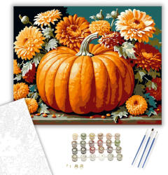 Számfestő Tök és virágok varázsa - számfestő készlet - 40×50 cm (Keretre feszítve) (crea3081-40X50-KF)