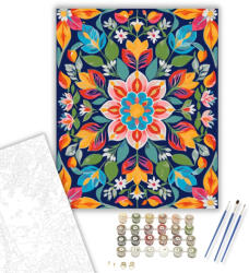  Tavaszi Virágbimbós Mandala - számfestő készlet - 40×50 cm (Keretre feszítve)