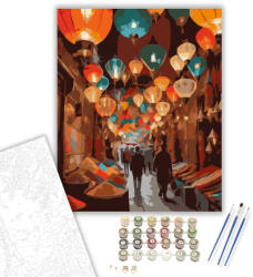  Marrákesi Bazár Színkavalkád - számfestő készlet - 40×50 cm (Keretre feszítve)