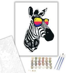 Számfestő Zebra Napszemüvegben - számfestő készlet - 50×60 cm (Keret nélkül) (6521-50X60-KN)