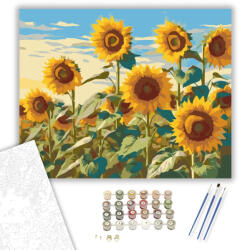  Napraforgó Mező a Szélben - számfestő készlet - 40×50 cm (Keretre feszítve)