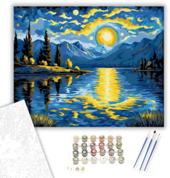 Hegyi Tó Fényjátéka - számfestő készlet - 40×50 cm (Keretre feszítve)