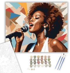 Számfestő Énekesnő Szenvedélyes Portréja - számfestő készlet - 40×50 cm (Keretre feszítve) (crea6326-40X50-KF)