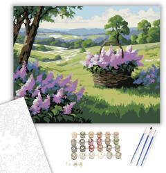  Mezei Lila Orgona Kosár - számfestő készlet - 40×50 cm (Keretre feszítve)