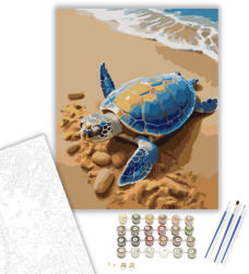  Apró Teknős a Parton - számfestő készlet - 40×50 cm (Keretre feszítve)