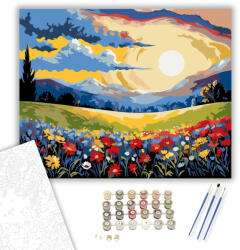  Hegyi Virágok Tüze - számfestő készlet - 40×50 cm (Keretre feszítve)
