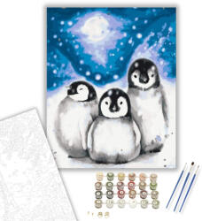 Számfestő Pingvin Testvérek - számfestő készlet - 40×50 cm (Keretre feszítve) (ujszam220-40X50-KF)