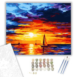  Kis Vitorláshajók - számfestő készlet - 40×50 cm (Keretre feszítve)