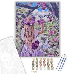  Rózsák között - számfestő készlet - 40×50 cm (Keretre feszítve)