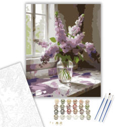 Számfestő Lila Orgona Csokor Az Ablaknál - számfestő készlet - 40×50 cm (Keretre feszítve) (crea5726-40X50-KF)