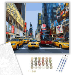 Számfestő TAxik New Yorkban - számfestő készlet - 40×50 cm (Keretre feszítve) (crea015-40X50-KF)