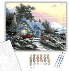 Számfestő Kőház a Tenger Mellett - számfestő készlet - 40×50 cm (Keretre feszítve) (6015-40X50-KF)