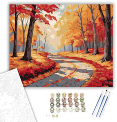  Őszi Erdő Kanyargó Ösvénnyel - számfestő készlet - 40×50 cm (Keretre feszítve)