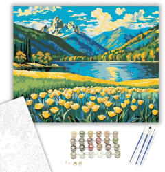  Hegyi Virágok Ébredése - számfestő készlet - 40×50 cm (Keretre feszítve)
