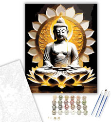  Fénylő Buddha Lótuszban - számfestő készlet - 40×50 cm (Keretre feszítve)
