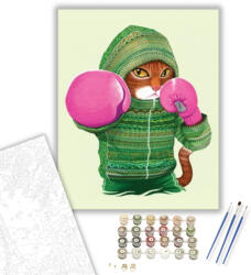  Bokszoló Macska - számfestő készlet - 40×50 cm (Keretre feszítve)