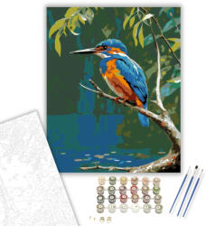 Számfestő Jégmadár a Folyó Felett - számfestő készlet - 40×50 cm (Keretre feszítve) (crea5968-40X50-KF)