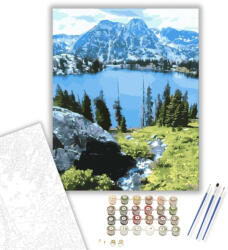  Hegyi tó - számfestő készlet - 40×50 cm (Keretre feszítve)