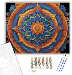  Szivárványos Csakra Mandala - számfestő készlet - 40×50 cm (Keretre feszítve)