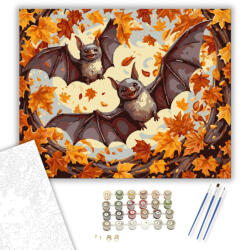  Őszi repülés denevérekkel - számfestő készlet - 40×50 cm (Keretre feszítve)