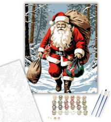 Téli Mesélő Ajándékhordozó - számfestő készlet - 40×50 cm (Keretre feszítve)