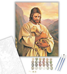  Jézus Báránya - húsvéti számfestő készlet - 40×50 cm (Keretre feszítve)