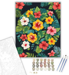 Számfestő Trópusi Hibiszkusz Mandala - számfestő készlet - 40×50 cm (Keretre feszítve) (crea6533-40X50-KF)