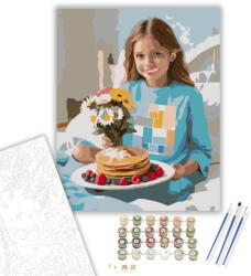  Születésnapi Reggeli Ágyban - számfestő készlet - 40×50 cm (Keretre feszítve)