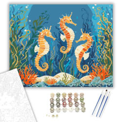  Tengeri Csikók a Hínár Között - számfestő készlet - 40×50 cm (Keretre feszítve)