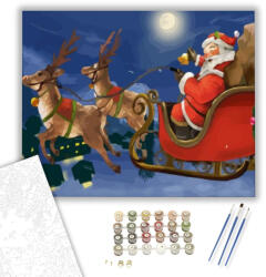  Érkező télapó - számfestő készlet - 40×50 cm (Keretre feszítve)