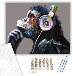  DJ Csimpánz - számfestő készlet - 40×50 cm (Keretre feszítve)