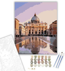  Szent Péter Bazilika Napfelkeltében - számfestő készlet - 40×50 cm (Keretre feszítve)