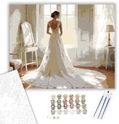  Menyasszonyi Készülődés a Napfényben - számfestő készlet - 40×50 cm (Keretre feszítve)