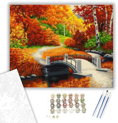  Őszi séta a parkban - számfestő készlet - 40×50 cm (Keretre feszítve)