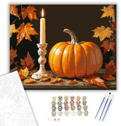  Töklámpás és őszi gyertya - számfestő készlet - 40×50 cm (Keretre feszítve)