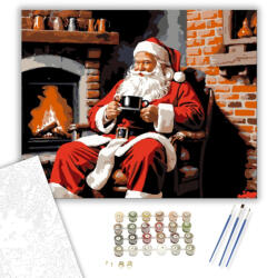  Kandalló Melletti Téli Nyugalom - számfestő készlet - 40×50 cm (Keretre feszítve)