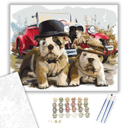 Számfestő Mr. és Mrs. Bulldog - számfestő készlet - 40×50 cm (Keretre feszítve) (crea319-40X50-KF)