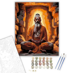 Számfestő Meditáló Sadhu a Barlangban - számfestő készlet - 40×50 cm (Keretre feszítve) (crea6740-40X50-KF)