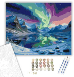  Északi Fények a Fjord felett - számfestő készlet - 40×50 cm (Keretre feszítve)