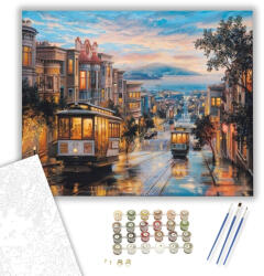 Számfestő Retro Villamosok - számfestő készlet - 40×50 cm (Keretre feszítve) (6842-40X50-KF)