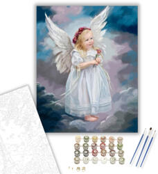 Aranyos kisangyal - számfestő készlet - 40×50 cm (Keretre feszítve)