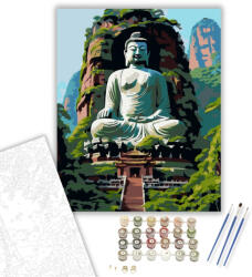 Leshan Buddha Nyugalma - számfestő készlet - 40×50 cm (Keretre feszítve)