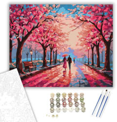 Számfestő Tavaszi Cseresznyevirág Séta - számfestő készlet - 40×50 cm (Keretre feszítve) (crea7264-40X50-KF)