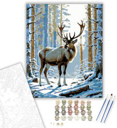  Téli Szarvas Harmónia - számfestő készlet - 40×50 cm (Keretre feszítve)
