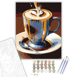  Habos Kávés Kaland - számfestő készlet - 40×50 cm (Keretre feszítve)