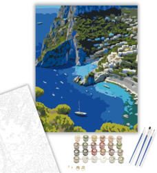  Capri Szigetének Madártávlatból - számfestő készlet - 40×50 cm (Keretre feszítve)
